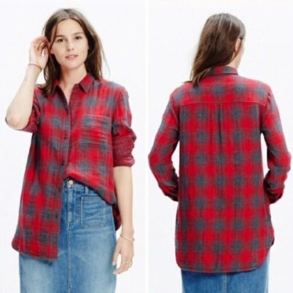 Madewell ex-boyfriend shirt in lansing plaid xs